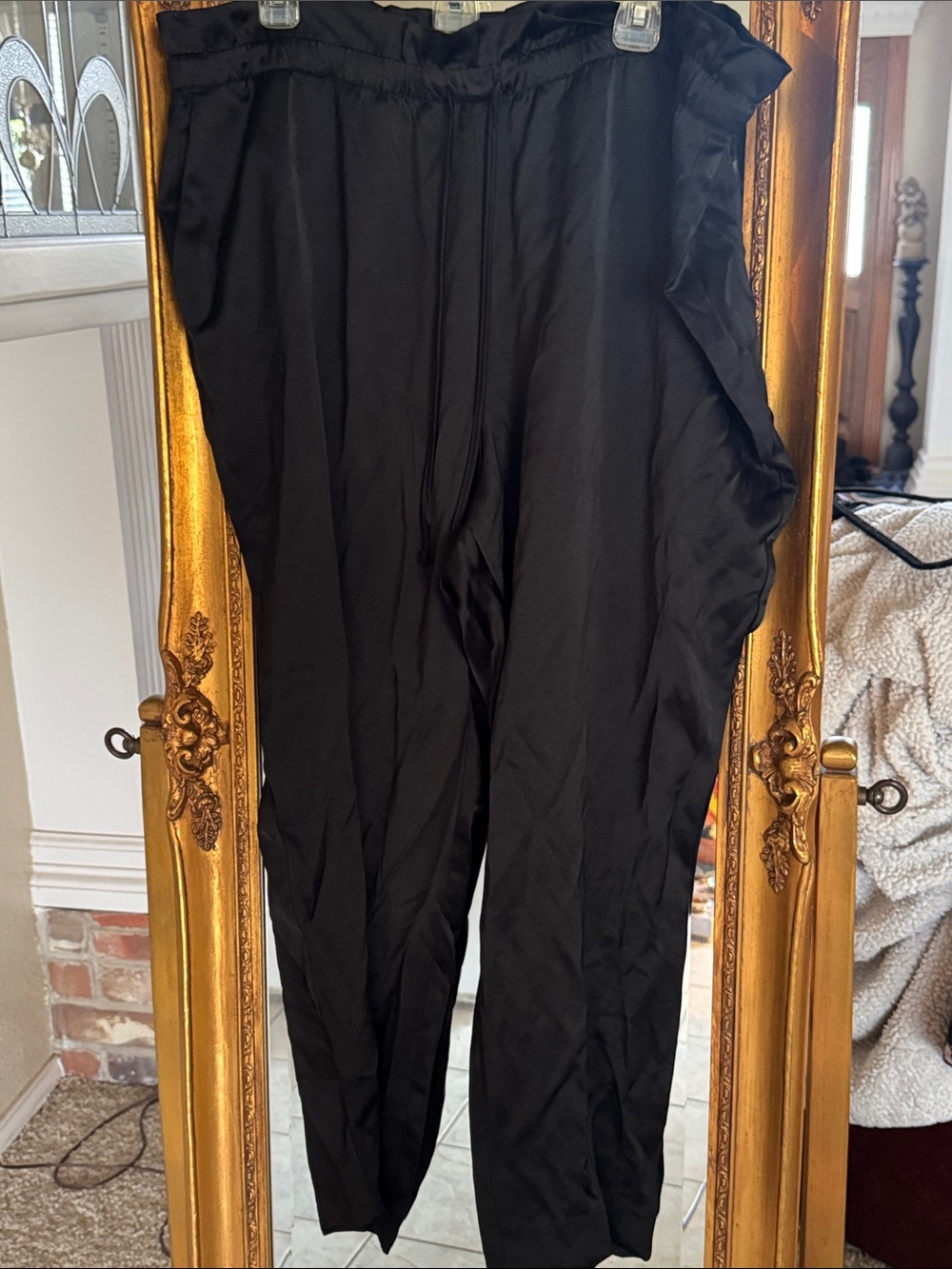 Express Satin like pants with tie waistband